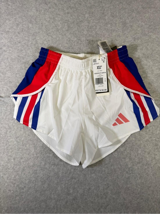 adidas Pants - adidas White Athletic Shorts with Red & Blue Accents Size XS 3”